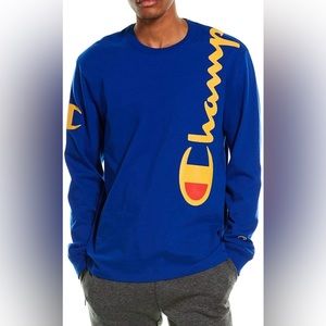 Champion Long Sleeve Blue Shoulder Hit Logo Shirt Men’s M